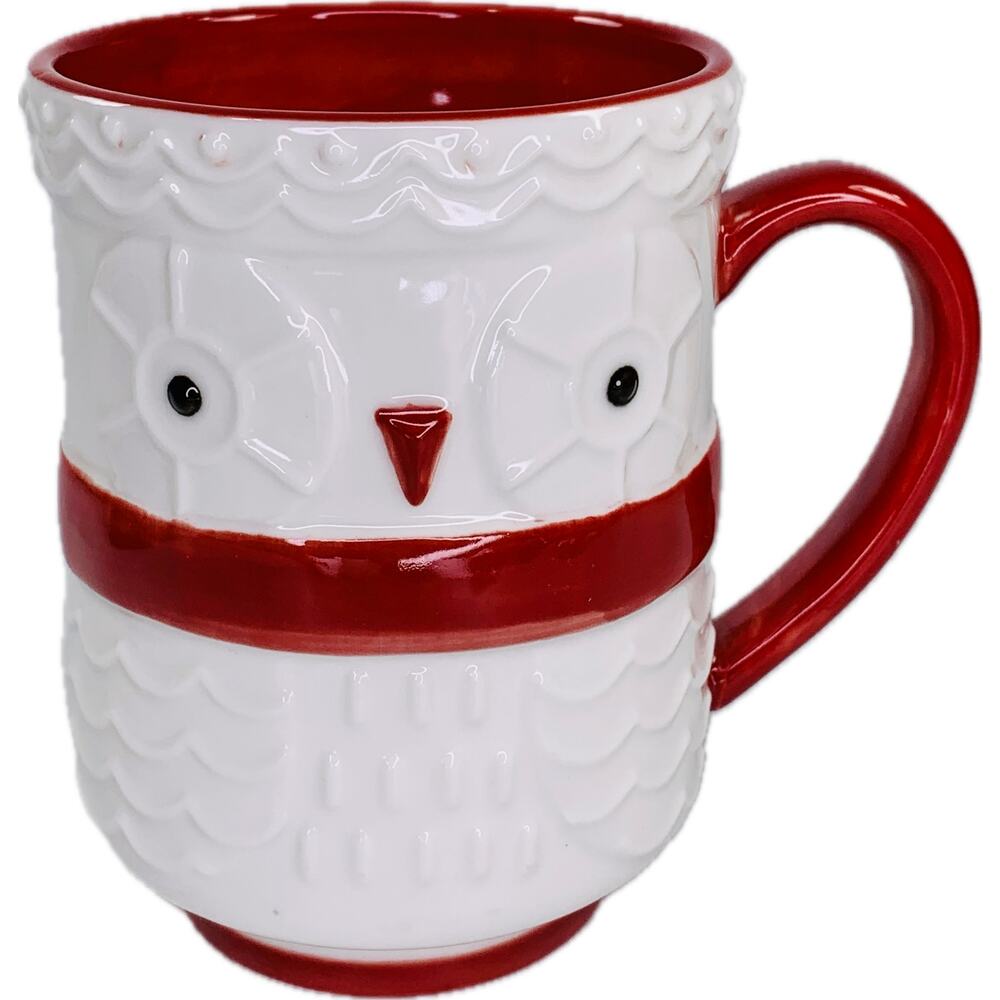 Hallmark Home SANTA OWL MUG‎ Sales Sample / Prototype White and Red 16 oz